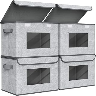 Univivi Fabric Foldable Storage Boxes [4-Pack] Large Collapsible Stackab...