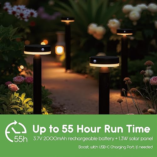Miniatura 5 de 20" Solar Landscape Lights - Outdoor Solar Lights for Yard - PIR Sensor & Two Light Modes - 50lm & 400lm - Rechargeable Battery Last Up to 55 Hours