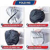 Vista 7 de MAXORION Parasol Tesla Model 3 y Y, hecho de material genuino de 2 capas. Además del parasol Tesla Model 3 y Y, también se incluye un paño