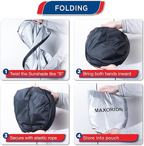 Miniatura 7 de MAXORION Parasol Tesla Model 3 y Y, hecho de material genuino de 2 capas. Además del parasol Tesla Model 3 y Y, también se incluye un paño de