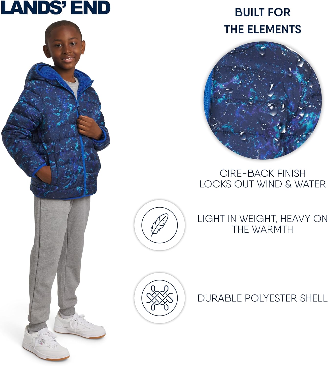 Lands' End Boys Reversible Faux Sherpa Lined Insulated Puffer Jacket - Image 4