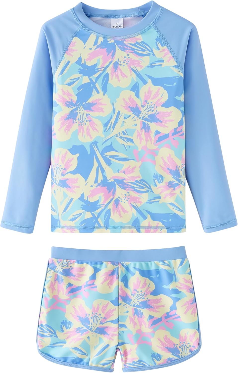 UMELOK Girls Rash Guard Swimsuit 2-Pieces Long Sleeve Bathing Suit Kids Swimwear Sets 4-12 Years