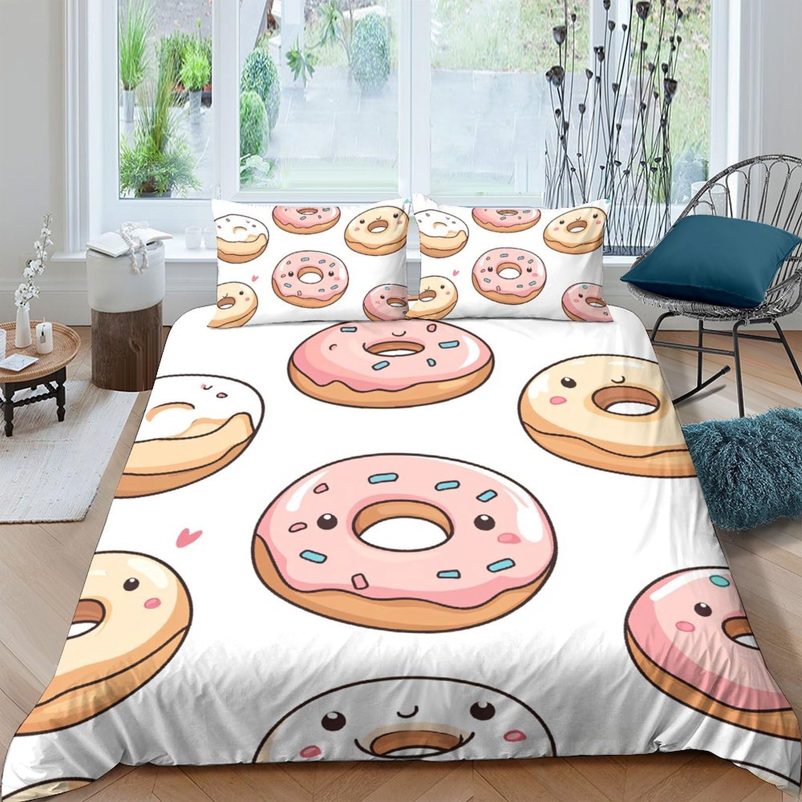 Ctjqhvkz Style-9 3D Printed Donut Pattern Fitted Sheet Microfiber Soft Pink Brown Bed Sheet For Bedroom Dorm Mattress Protection Decor Single（135X200cm）