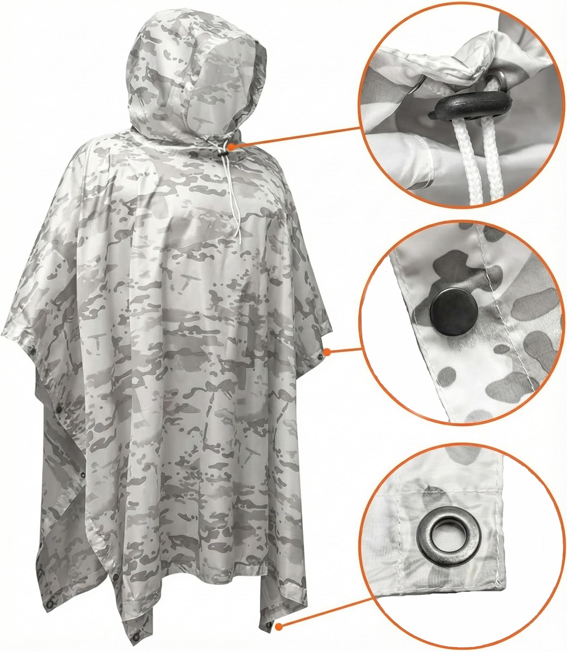 Multicam Alpine Schneetarnung Kapuzenponcho für Jagd, Airsoft & Outdoor