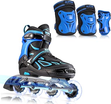 2PM SPORTS Blue Medium Inline Skates + Blue Medium Protective Gear Set