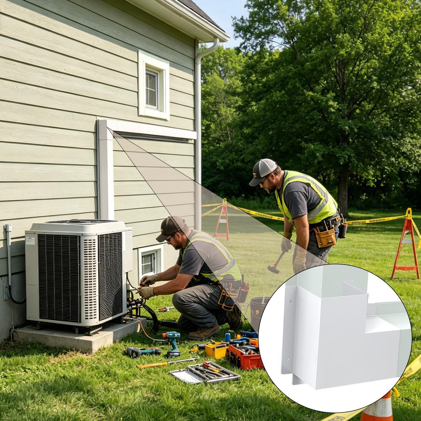 Pokrywa linii AC - metalowe dekoracyjne części 90 stopni, 10 x 10 cm pokrywa zestawu linii zagięcia | do dzielonego systemu kanałów pompy ciepła HVAC dzielonego garażu zewnętrznego