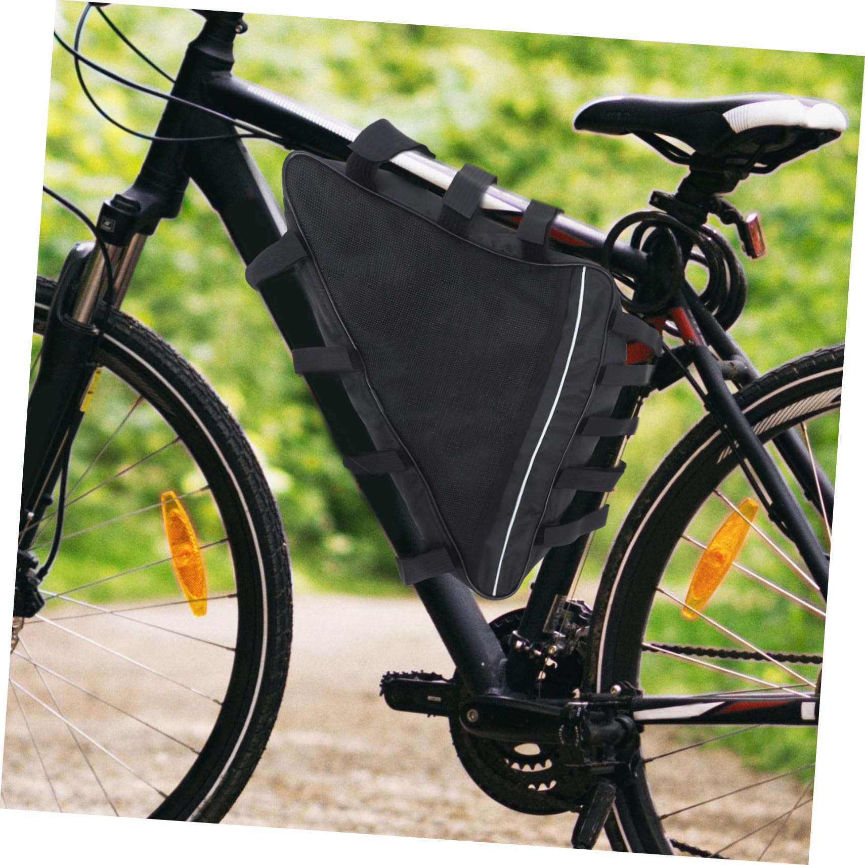 Sosoport Borsa Triangolare per Telaio Bici, Grande Capacità, Oxford Nero | Facile da Installare, Resistente alle Intemperie, per Ciclismo e Campeggio, Capiente, Antiusura, Versione 693-3