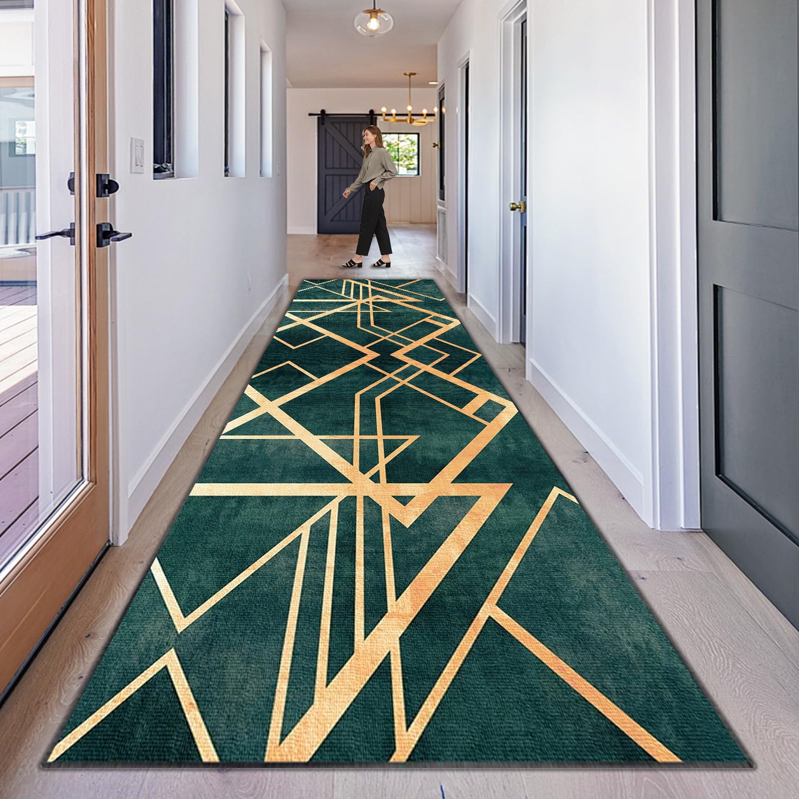 Tapis De AntidéRapant Rectangle Lavable Tapis Couloir Long Moderne Motifs Géométriques Moderne Design Tapis Cuisine avec Fond AntidéRapant Tapis d Salon Entree Interieur 90 x 150 cm