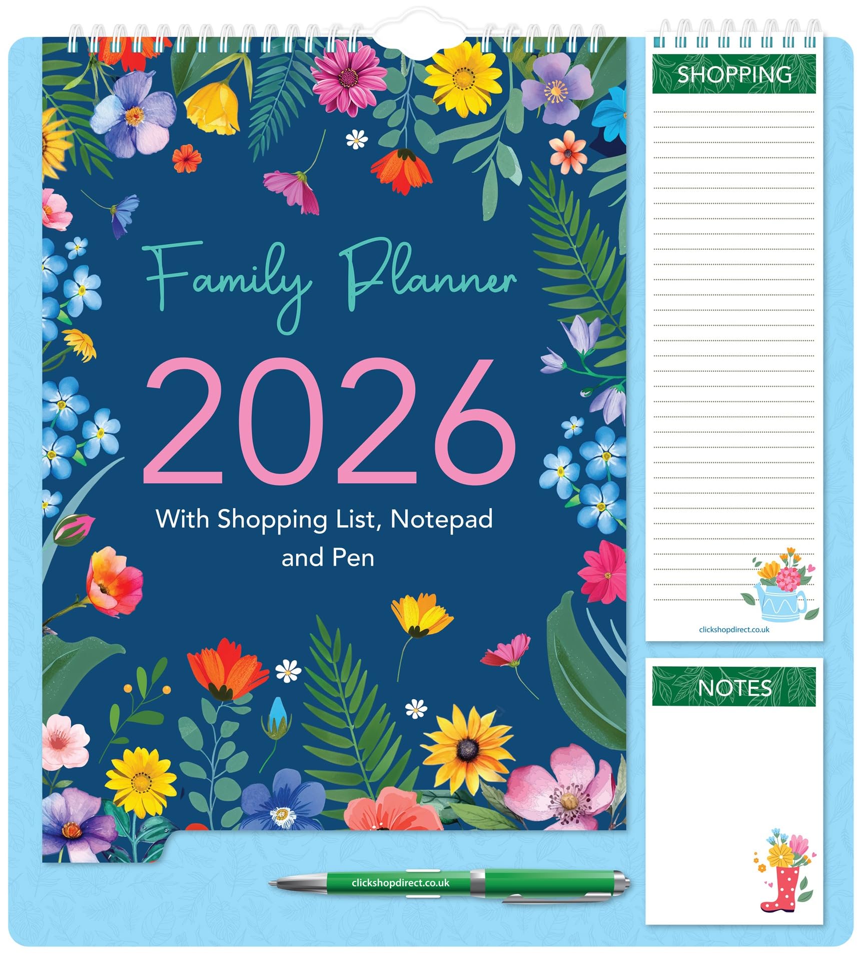 Star Online 2026 Calendar Family Home Organiser Year Planner with 5 Column Layout Gift Floral & Leaf Design - Purple Flower
