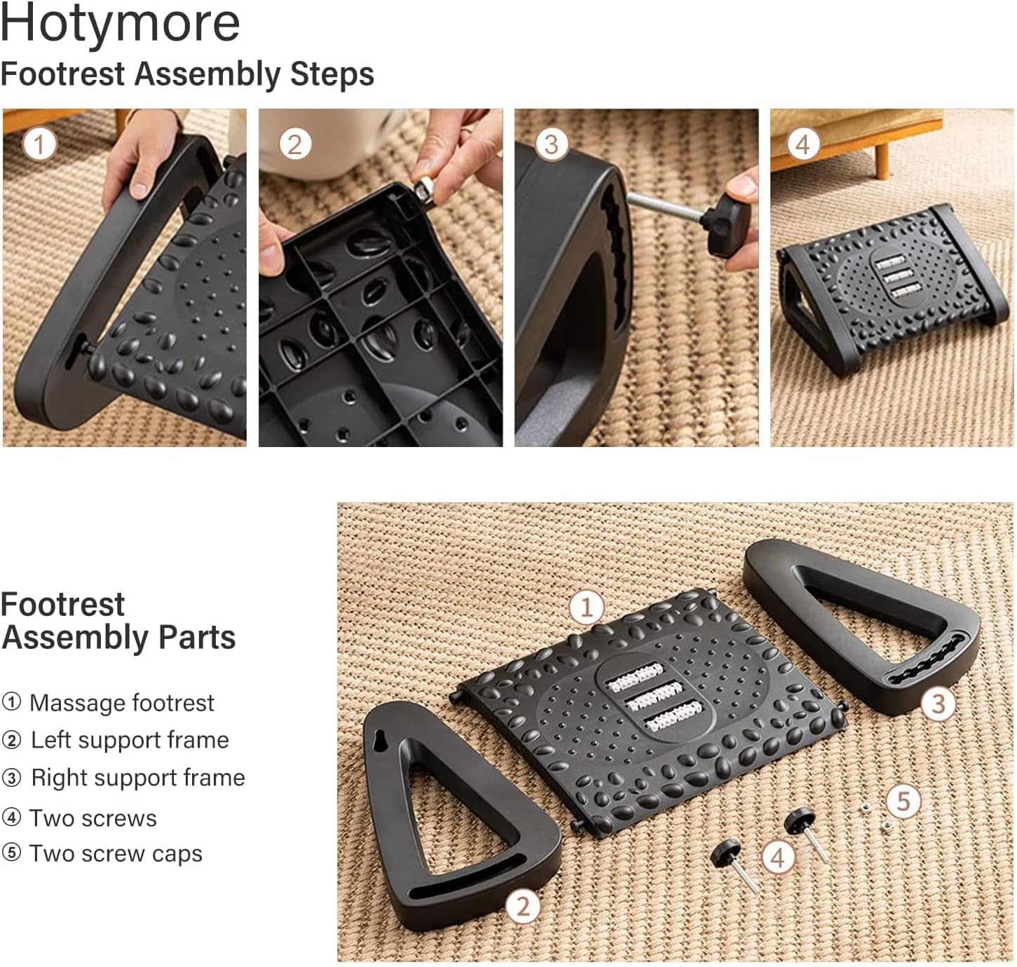 NETXE Adjustable Foot Rest for Office Chair with Massage Texture and Roller | Ergonomic Footrest Under Desk with 6 Heights | Leg Resting Stool for Home, Office Table and Sofa NETXE Adjustable Foot Rest for Office Chair with Massage Texture and Roller | Ergonomic Footrest Under Desk with 6 Heights | Leg Resting Stool for Home, Office Table and Sofa