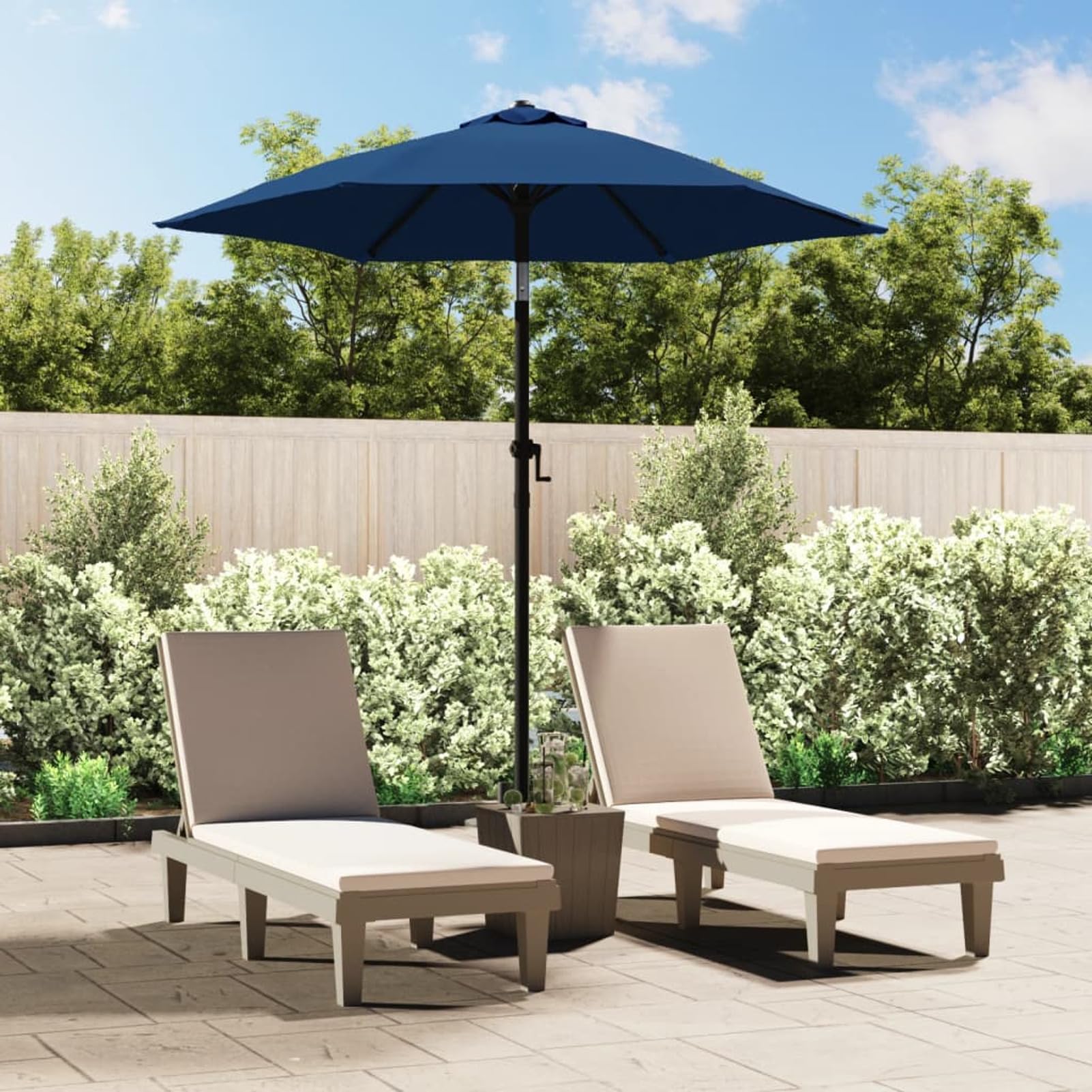 Homgoday Sombrilla de Aluminio Azul 200x224 cmSombrilla de Jardín, Protección UV Sombrilla Jardín Grande Orientable Jardín Parasol Balcón