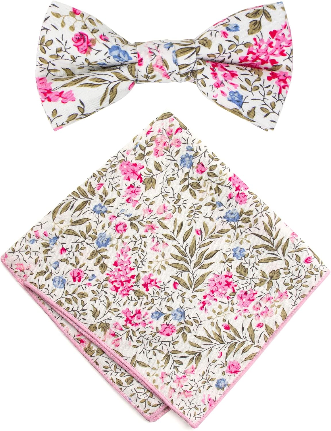 Spring Notion Boy's Cotton Floral Print Bow Tie and Pocket Squre Set