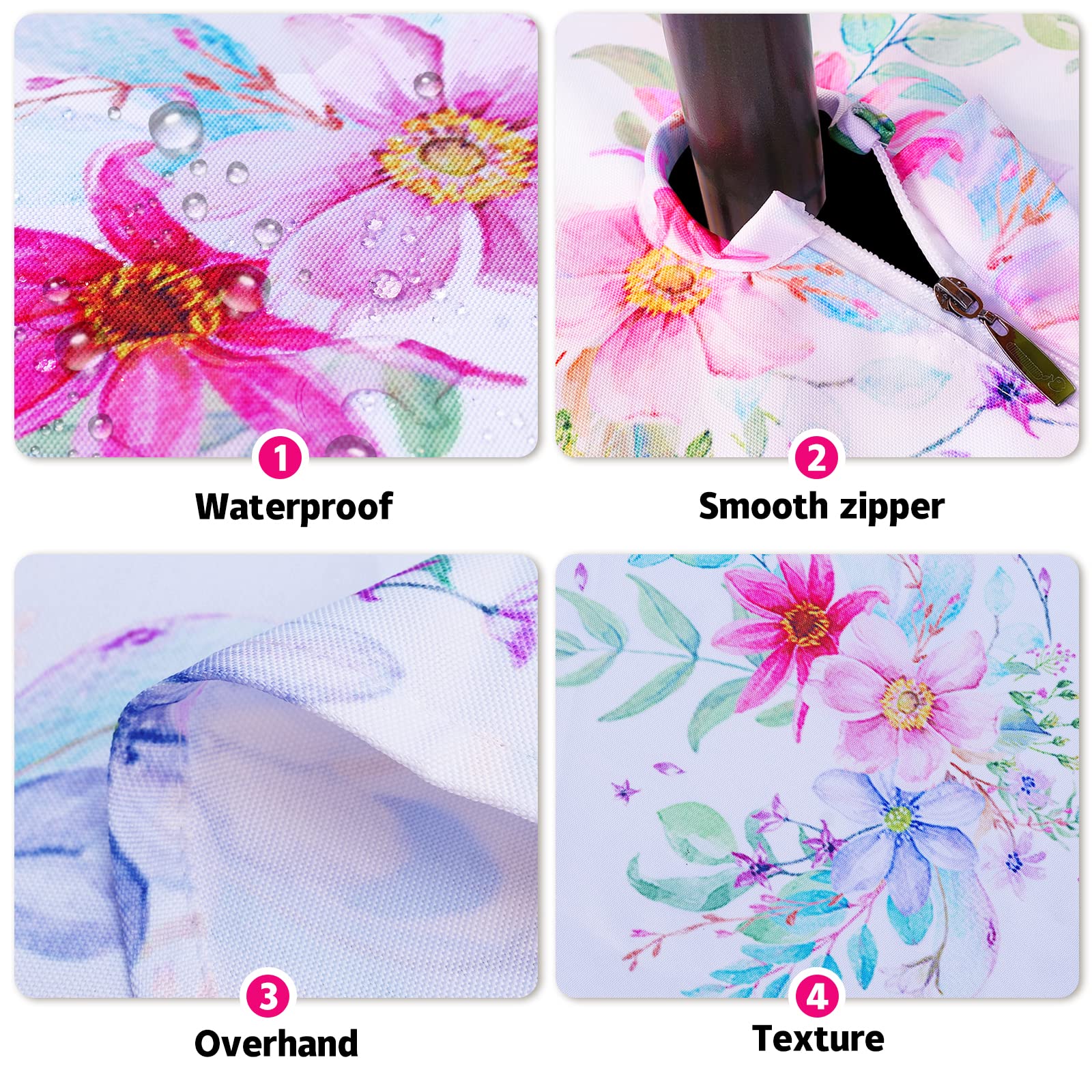 Eternal Beauty Rectangle Indoor & Outdoor Splashproof Tablecloth with Umbrella Hole and Zipper for Patio Garden Party and BBQ (152x213cm - Image 2
