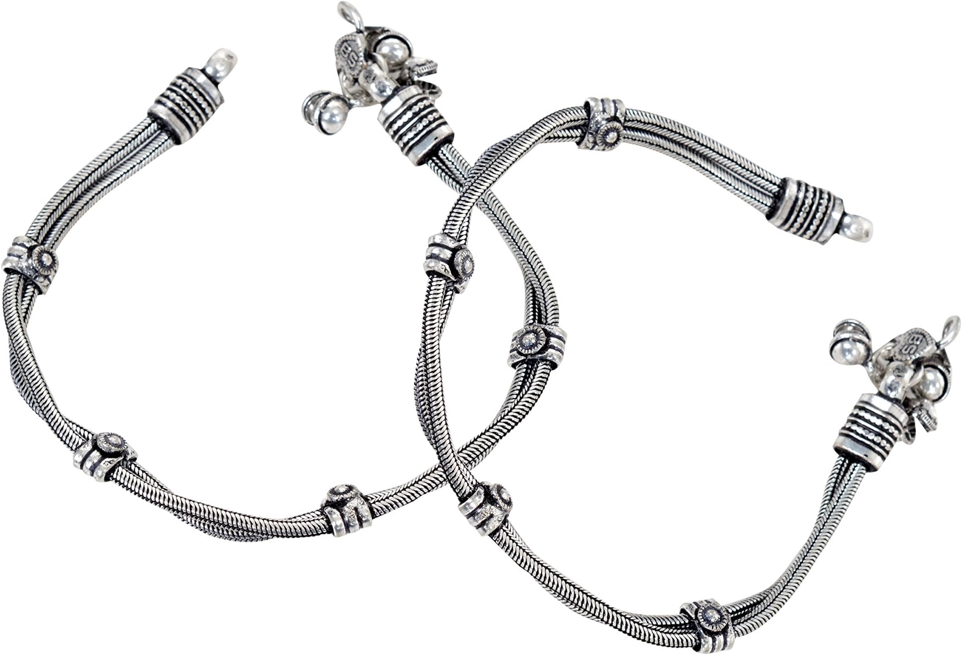 Archiecs Creations Oxidized White Metal Ethnic Silver Anklet-Payal for Women or Gir