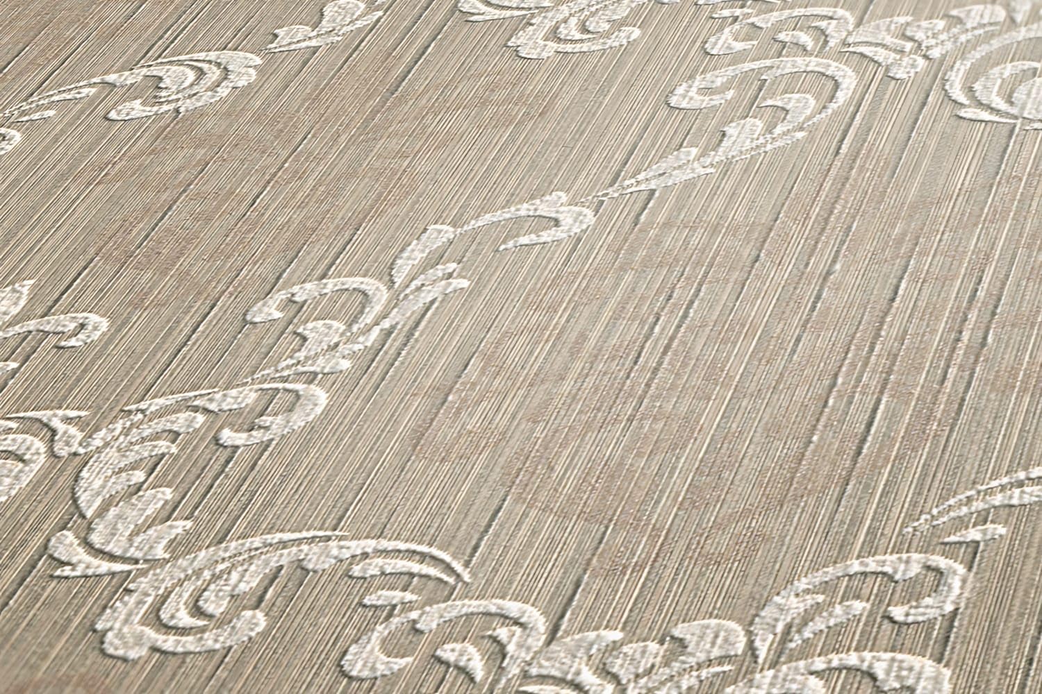 Profhome 956291-GU Tapeta tekstylna barokowy matowa kolor beżowy 5,33 m2