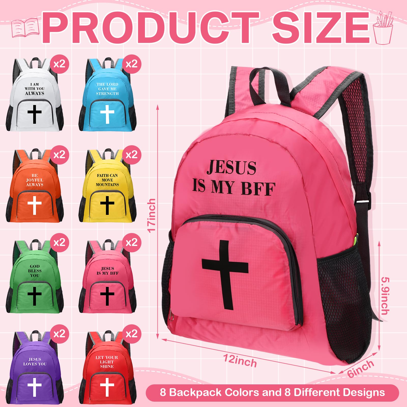 Shinylin 16 Pack Christian Gifts Backpacks 17