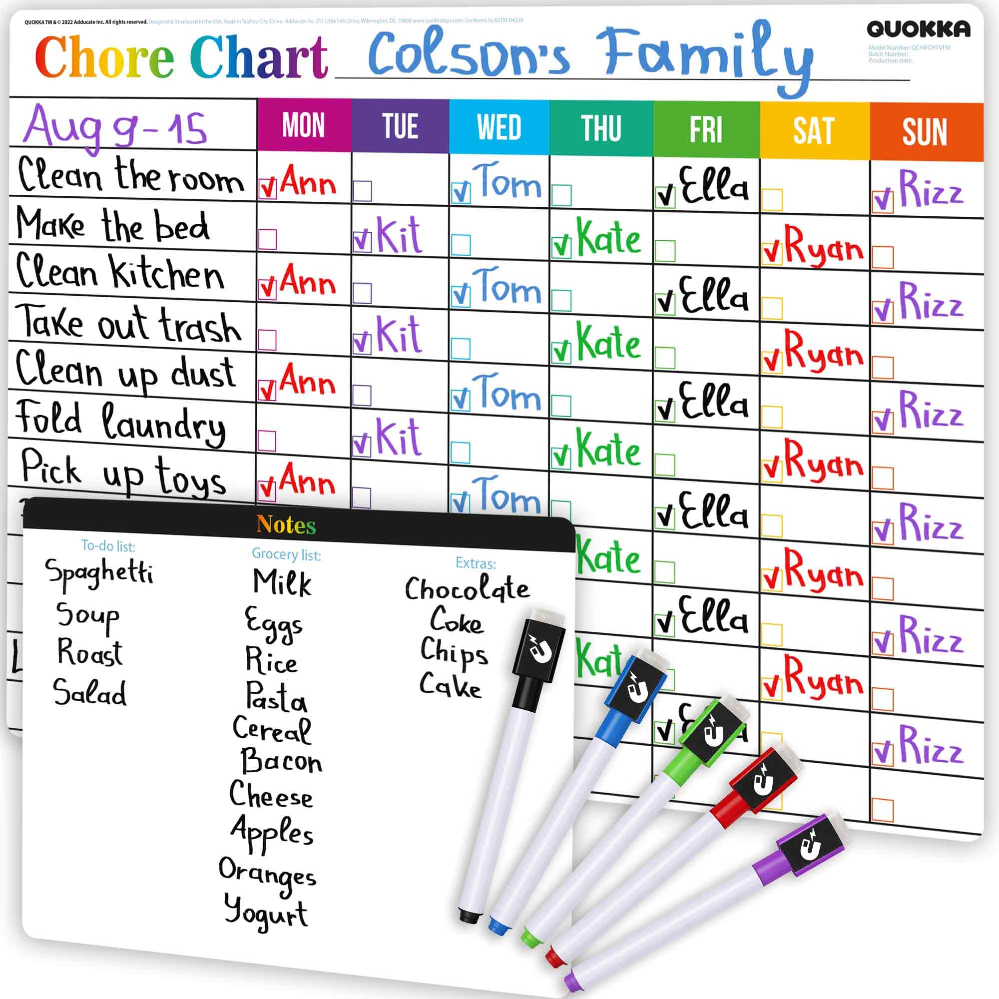 Magnetic Chore Chart for Kids at Home - Gift Reward Visual Schedule Chart