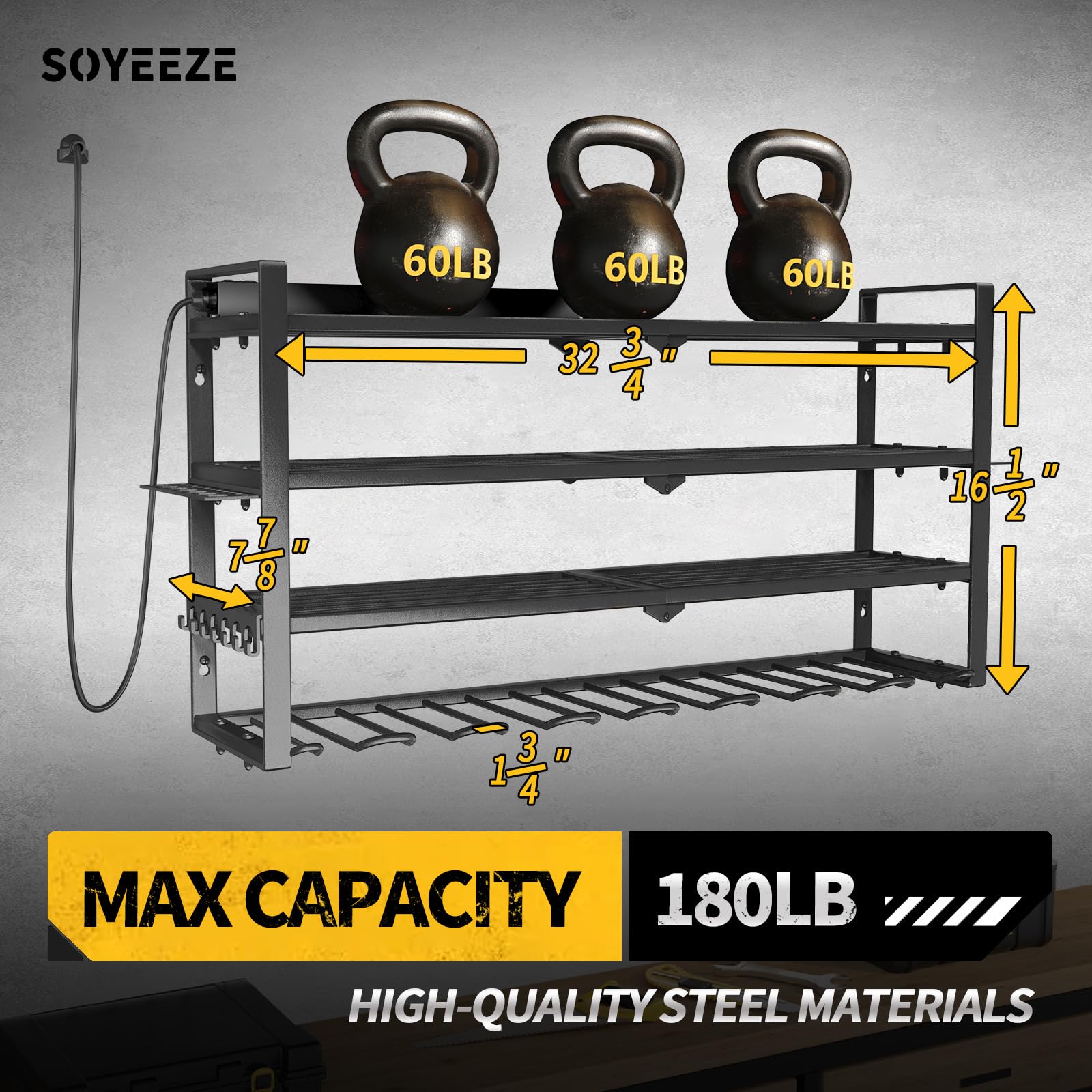 WELDUN Portautensili Da Parete, Per Utensili Elettrici, Per 4 Trapani - Foto 3