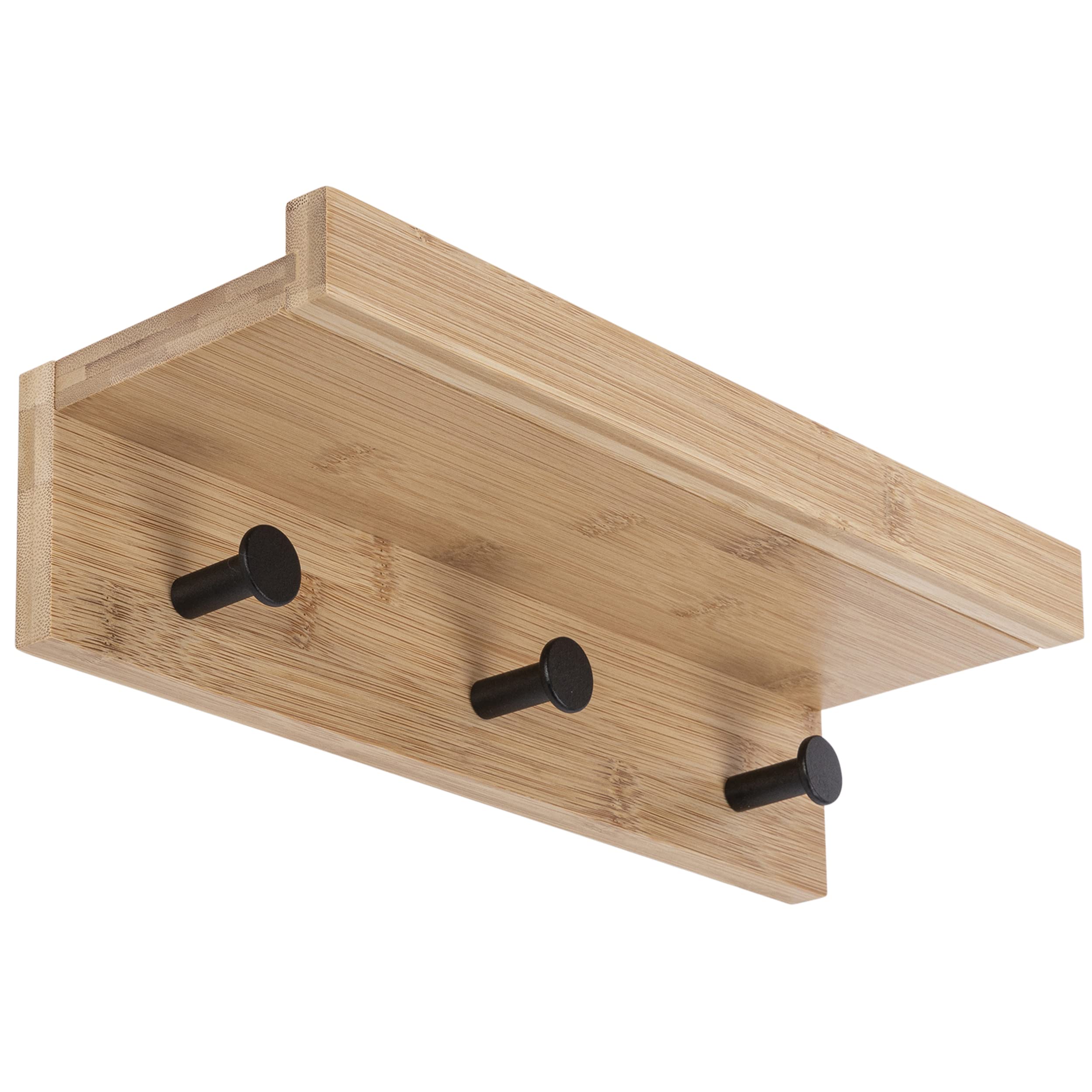 ONVAYA Wandregal Bambus mit 3 Haken | Bambus Schwarz | Regalbrett  schwebend aus Holz | Schlsselbrett mit Ablage | modernes Schweberegal |  Wandhaken Garderobe | Schlsselhaken : Amazon.de: Kche, Haushalt & Wohnen