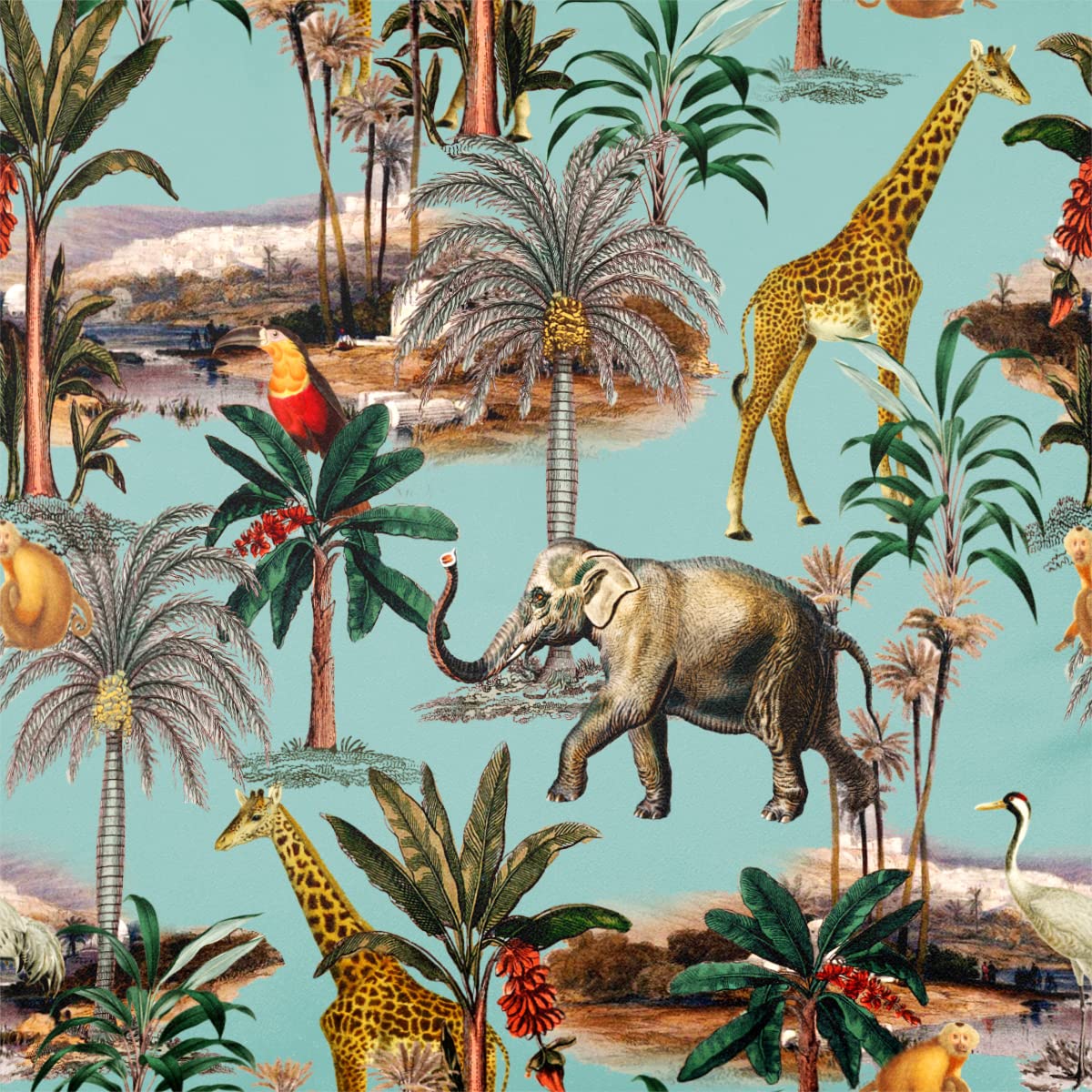 Izabela Peters Blue Surf Luxury Upholstery Curtain Fabric - Eco-Friendly Velvet - Designer Blind, Craft, Sewing Fabric By The Metre - Safari Voyage - 1 Metre