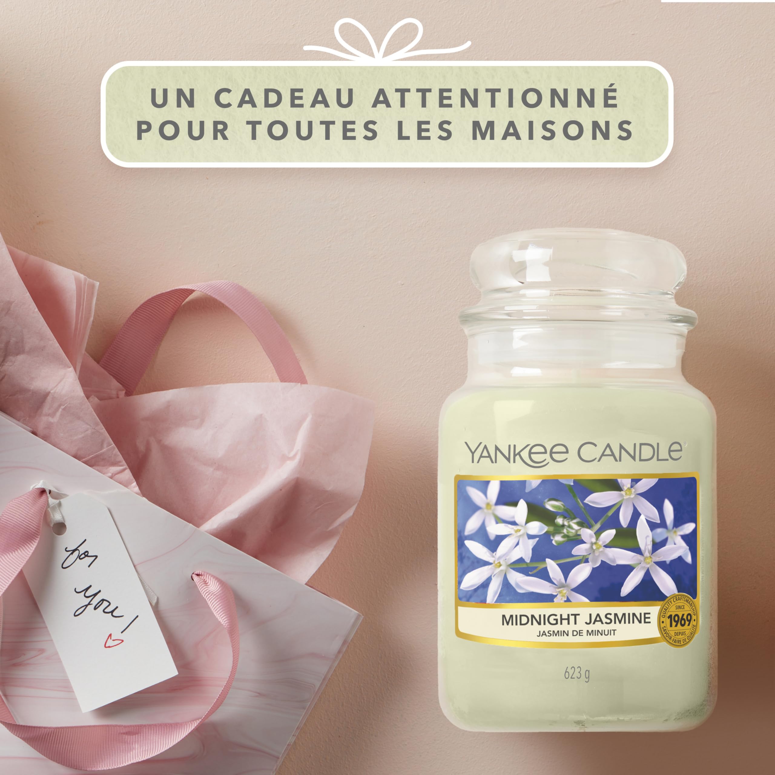 Yankee Candle bougie parfumée Jasmin de minuit | Grande bougie jarre longue durée | | jusqu’à 150 heures de combustion |Cadeaux de la fête des mères