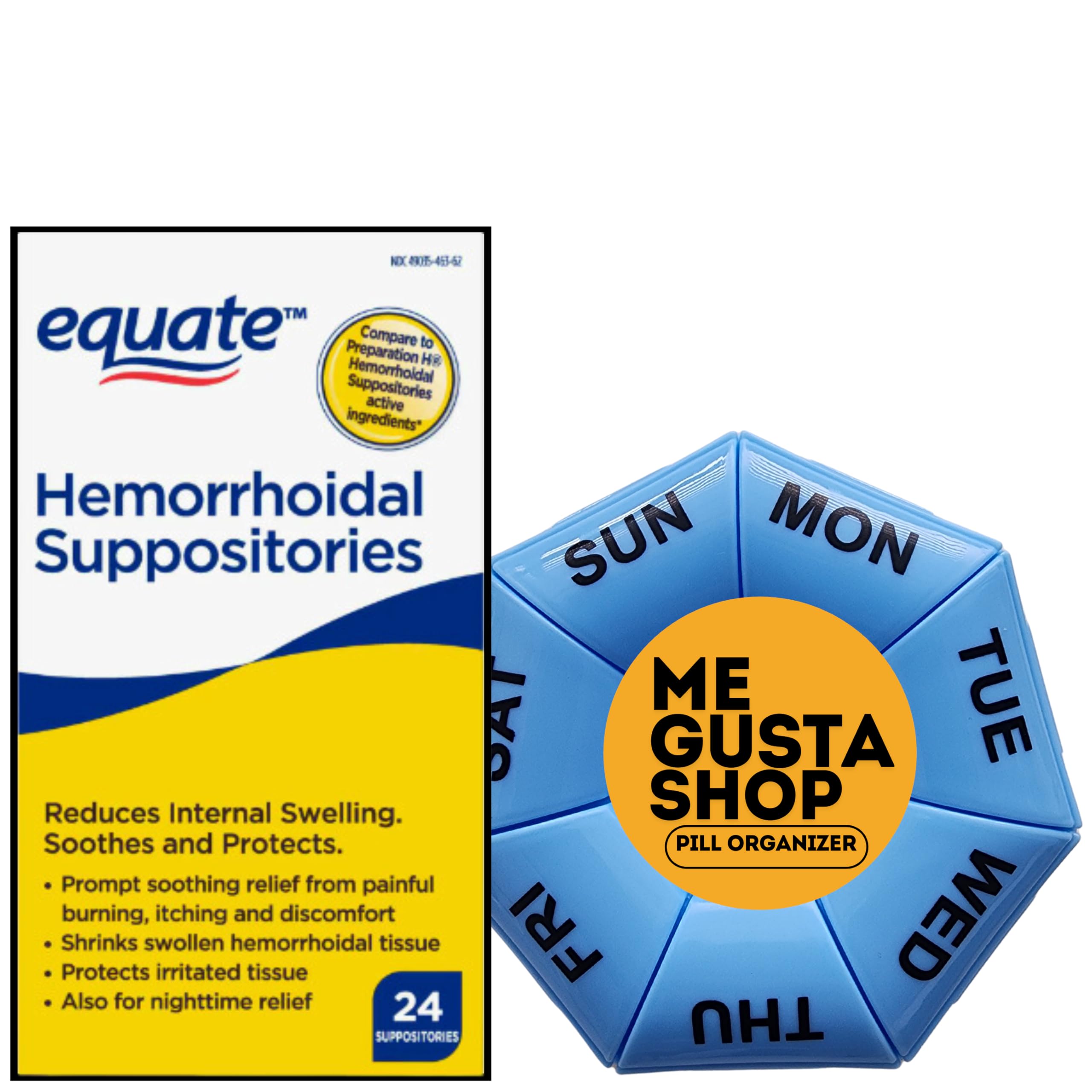 Equate Hemorrhoidal Suppositories 24 Total Includes Pill Organizer
