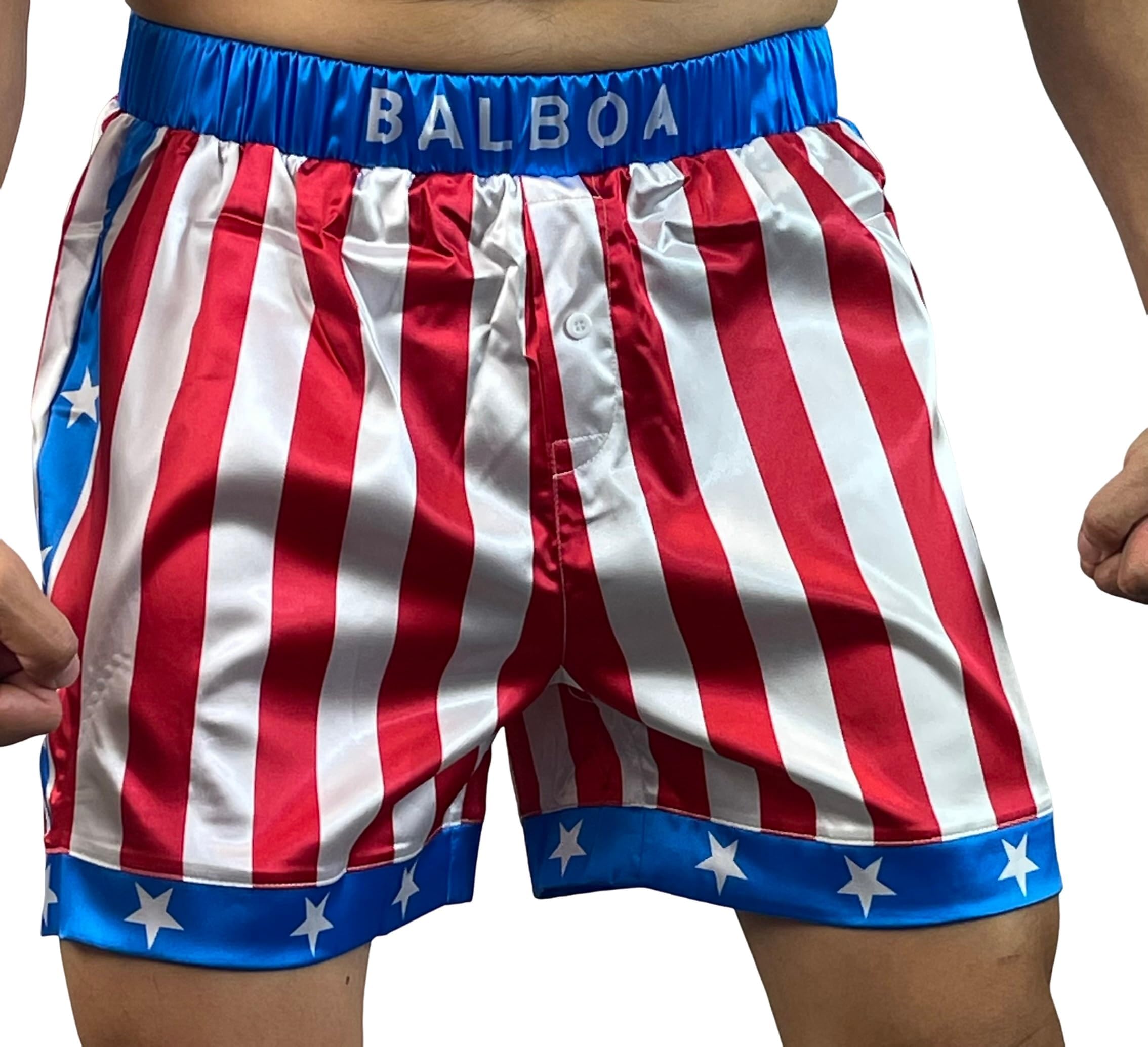 Rocky American Flag Boxing Shorts Apollo Creed Replica Short Trunks Worn by Balboa (L)