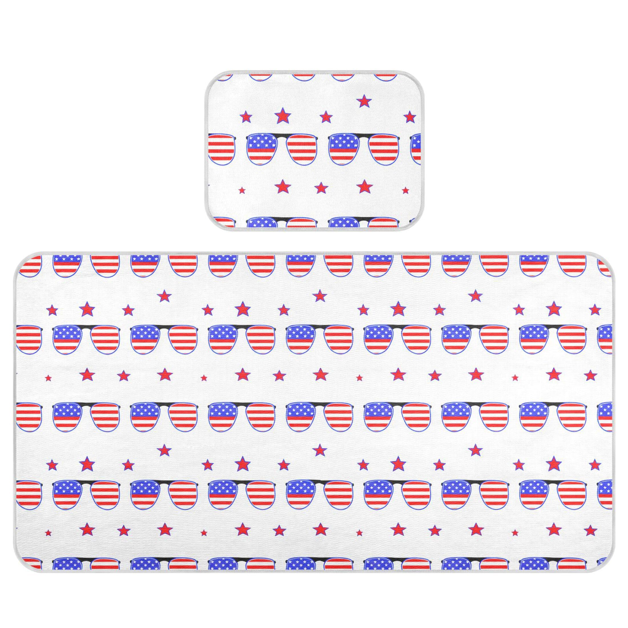 Takiito Sunglasses with American Flag Baby Cooling Mattress Pad, Soft & Breathable Cooling Mat Keep Baby Cool in Summer 28x52 in, Nursery Essential