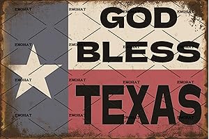 Vintage God Bless Texas Metal Wall Sign