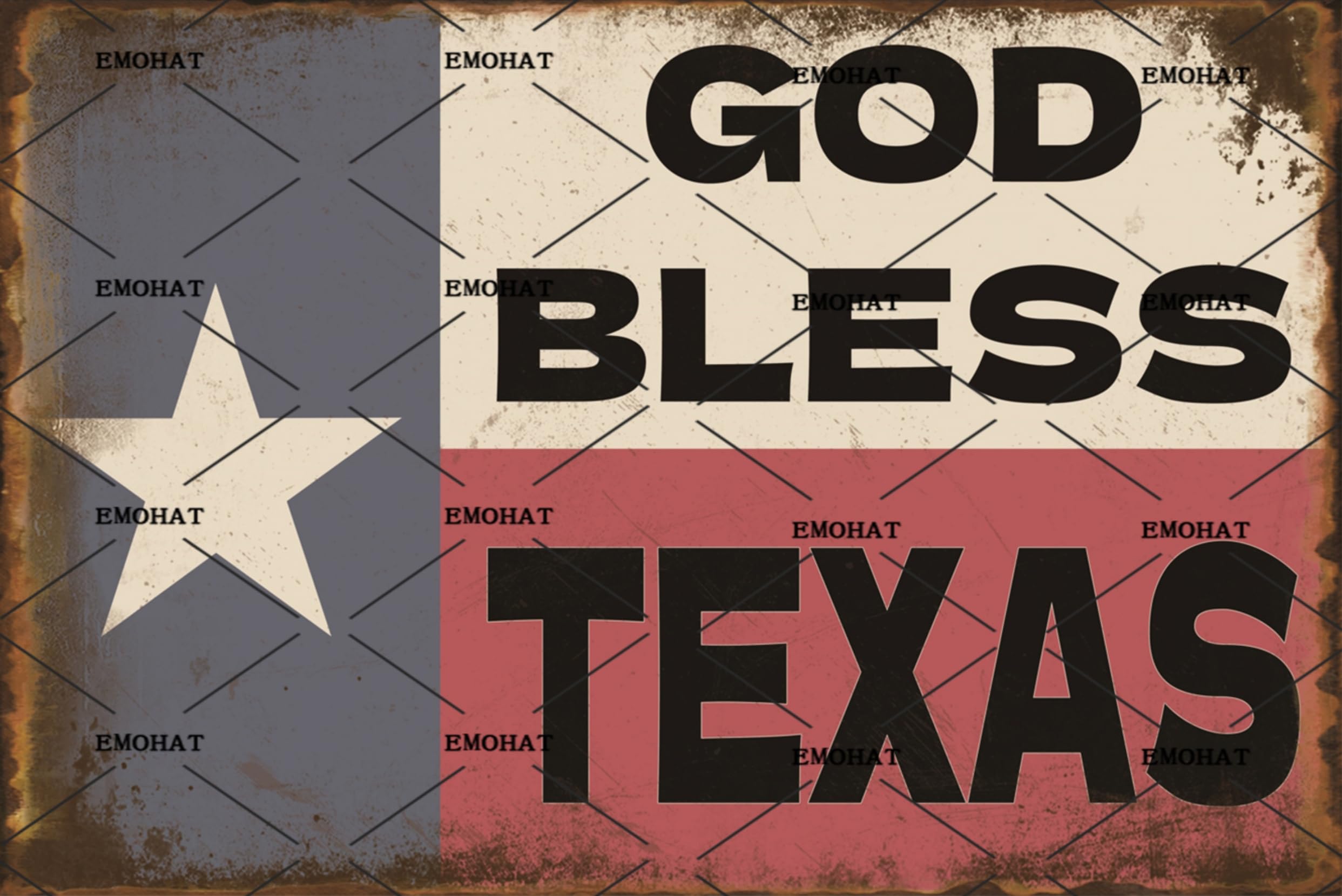 Vintage Metal Tin Sign Wall Decor God Bless Texas Plaque Texas State Flag Texans Wall Art Decor Poster Garage Man Cave Home Office Cafe Bar Pub Outdoor Indoor 8x12 Inch Custom Private Property Signs