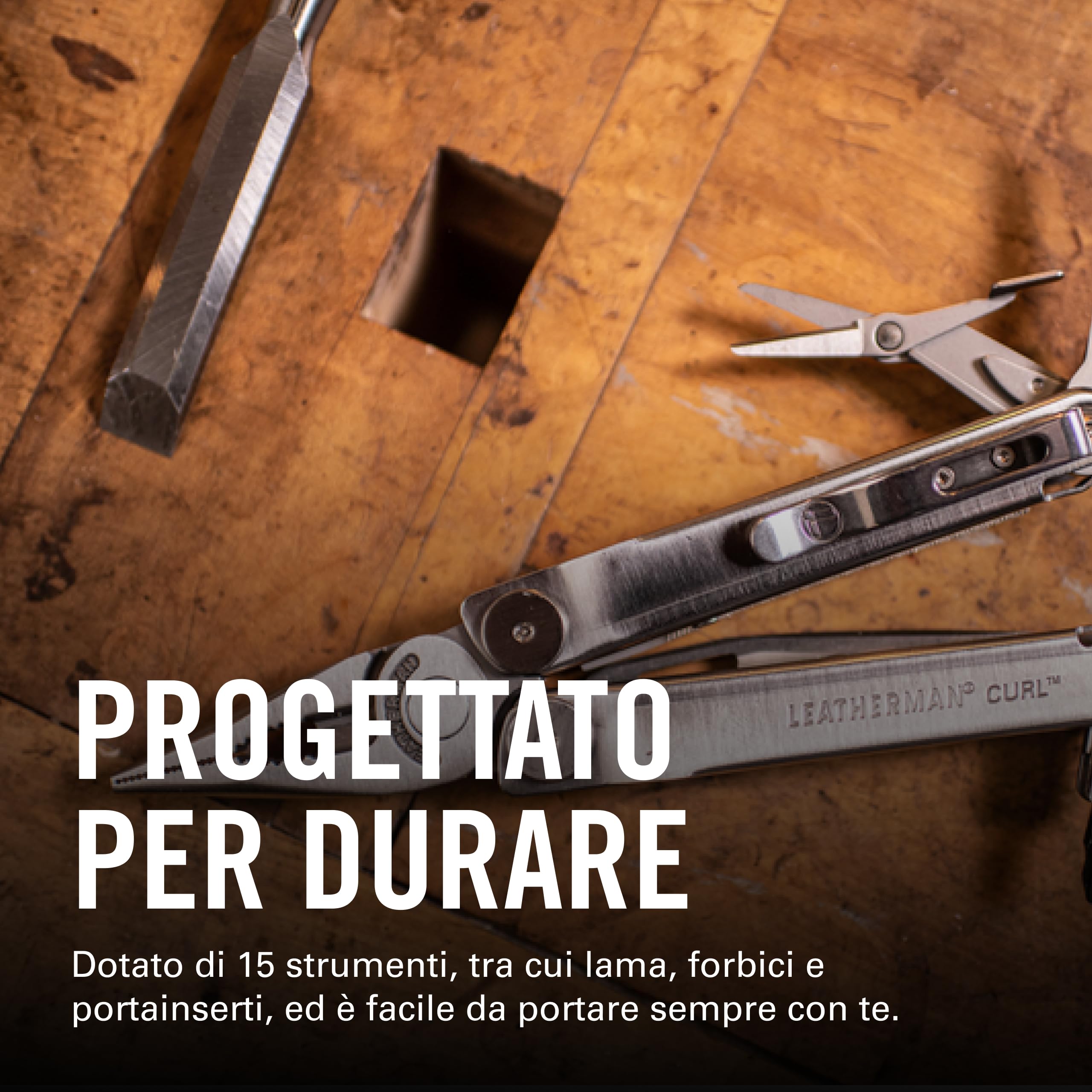 Leatherman Curl Multiutensile - 15 Strumenti per l'Outdoor e il Campeggio - Acciaio Inossidabile