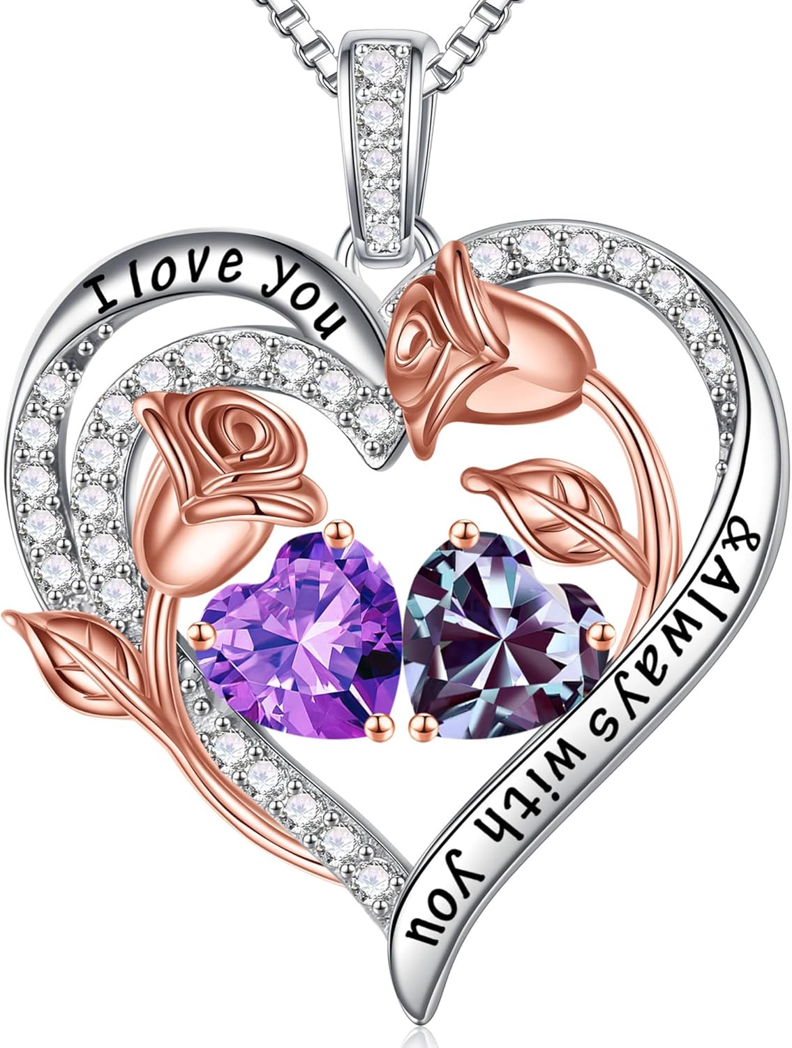 Iefil Rose Heart Necklaces for Women – 925 Sterling Silver Rose Heart Birthstone Necklace Birthday Gifts for Women Anniversary Christmas Jewelry Gifts for Her Wife Mom Daughter Iefil Rose Heart Necklaces for Women – 925 Sterling Silver Rose Heart Birthstone Necklace Birthday Gifts for Women Anniversary Christmas Jewelry Gifts for Her Wife Mom Daughter