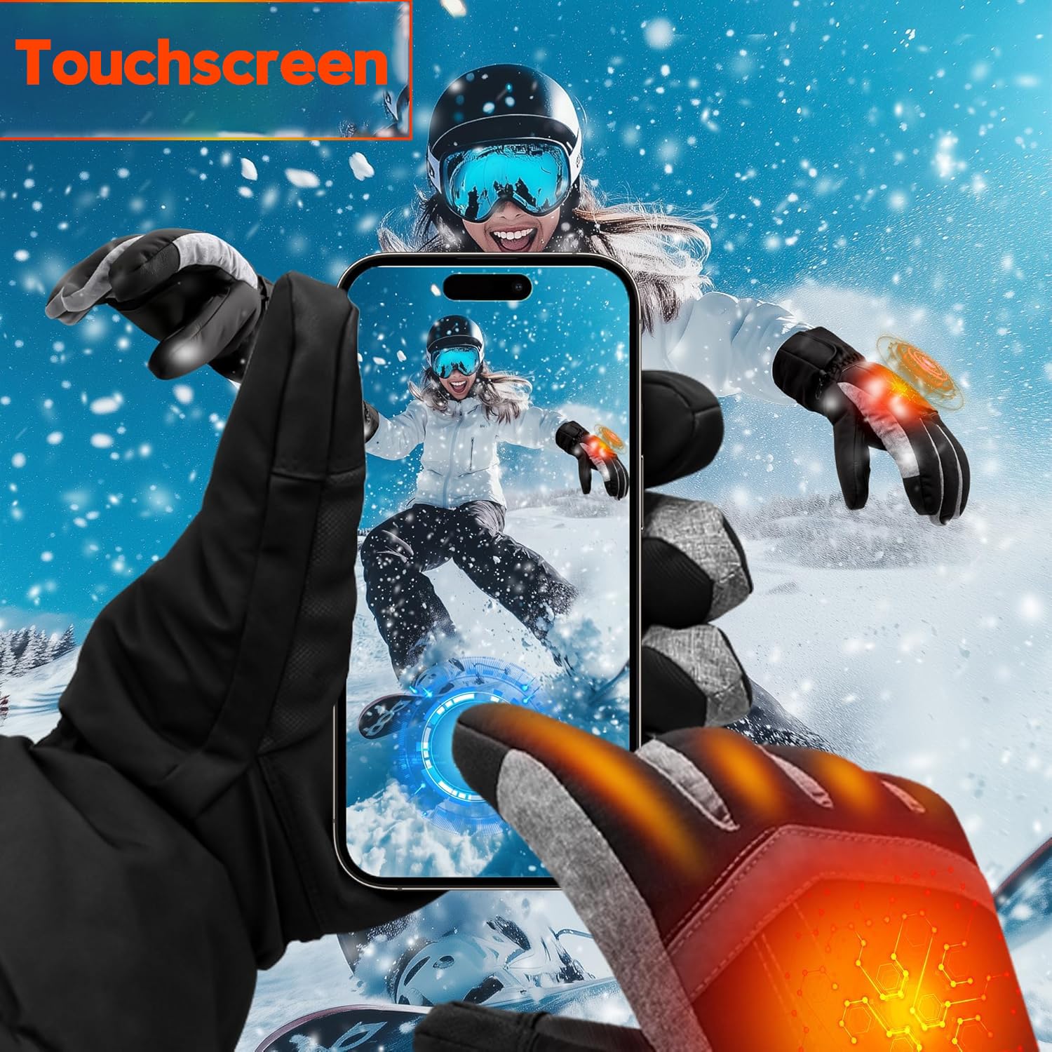 SVPRO Guanti Riscaldati Elettrici 5V 6000mAh – Impermeabili, Antivento, Touchscreen, Per Sci, Moto, Escursionismo E Lavoro Invernale