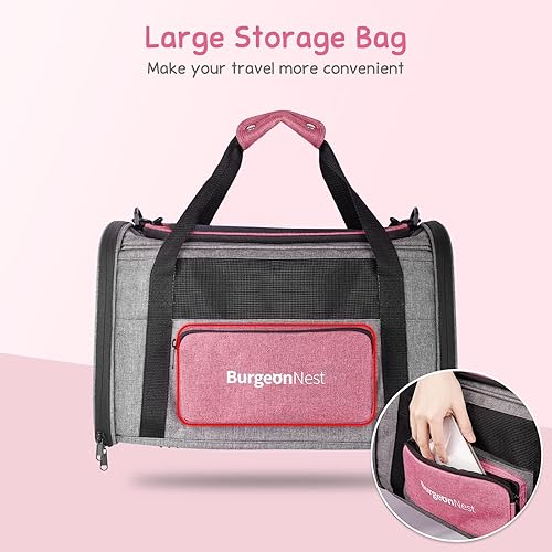 Miniatura 6 de BurgeonNest Transportadores para gatos para cachorros medianos de menos de 25 libras, transportador de mascotas para gatos con bolsa lateral única,