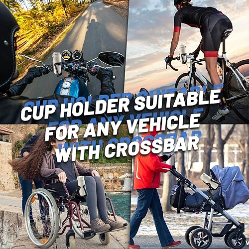 Miniatura 7 de Portavasos giratorio 3D de 360 para motocicleta, soporte para botella de agua para bicicleta, jaula ajustable de 2.17-3.35 pulgadas, soporte para