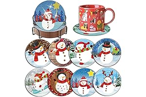 8-Piece Christmas Snowman Scratch Art Coasters