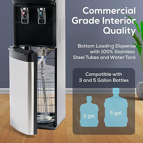 Miniatura 5 de Igloo Enfriador de agua de carga inferior - Dispensador de calor y frío - Negro y acero inoxidable, capacidad para jarras de 3 y 5 galones, cierre