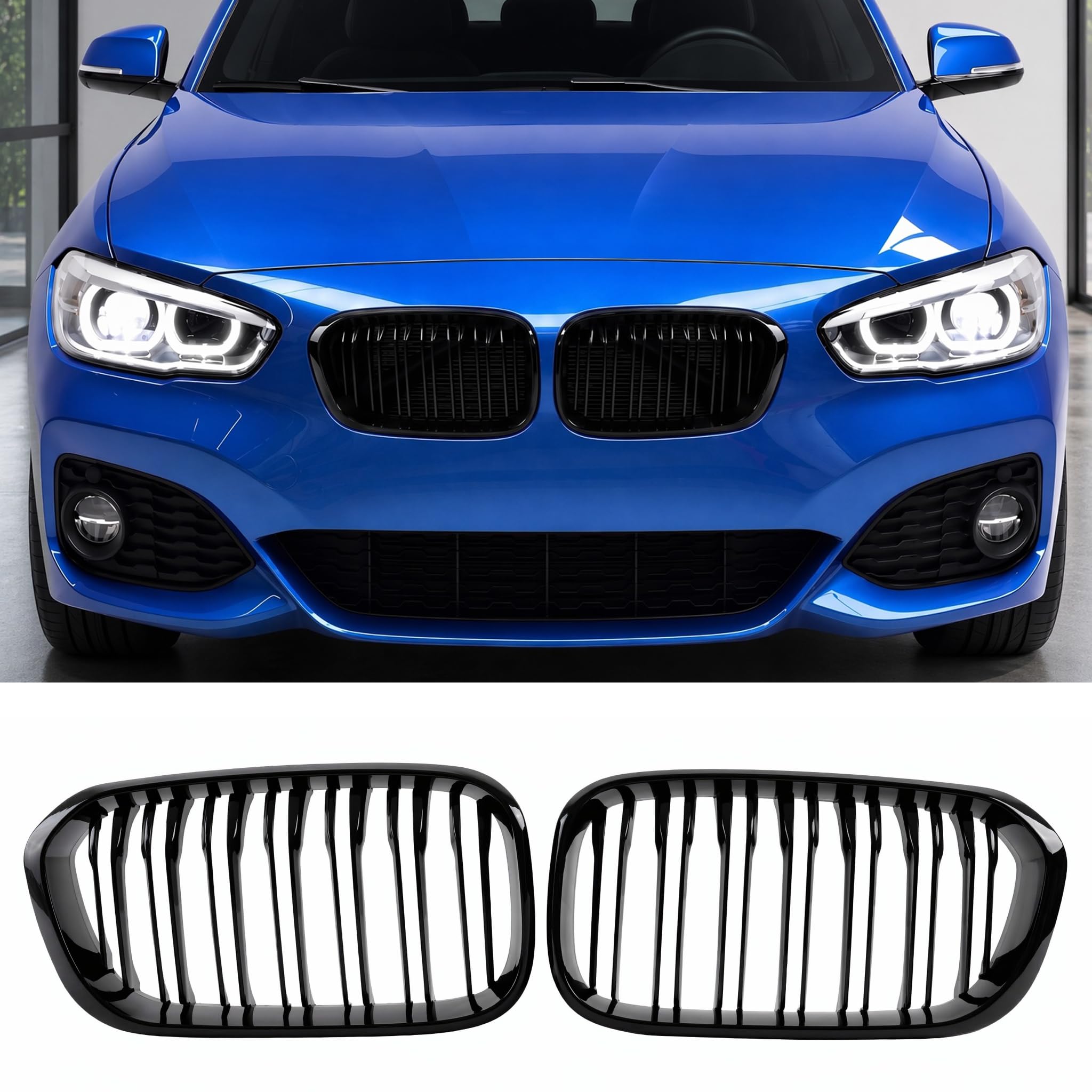 F20 Griglia Radiatore Anteriore Nera Lucida, Compatibile con BMW Serie 1 F20 F21, 2015-2018 (For 1er F20 2015-2017)