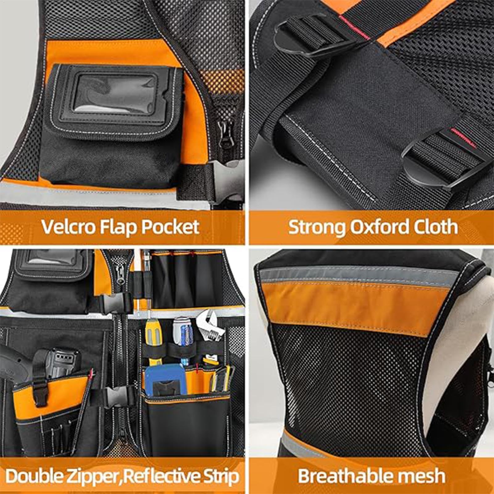 Chaleco de herramientas – Chaleco de tela Oxford resistente, chaleco de