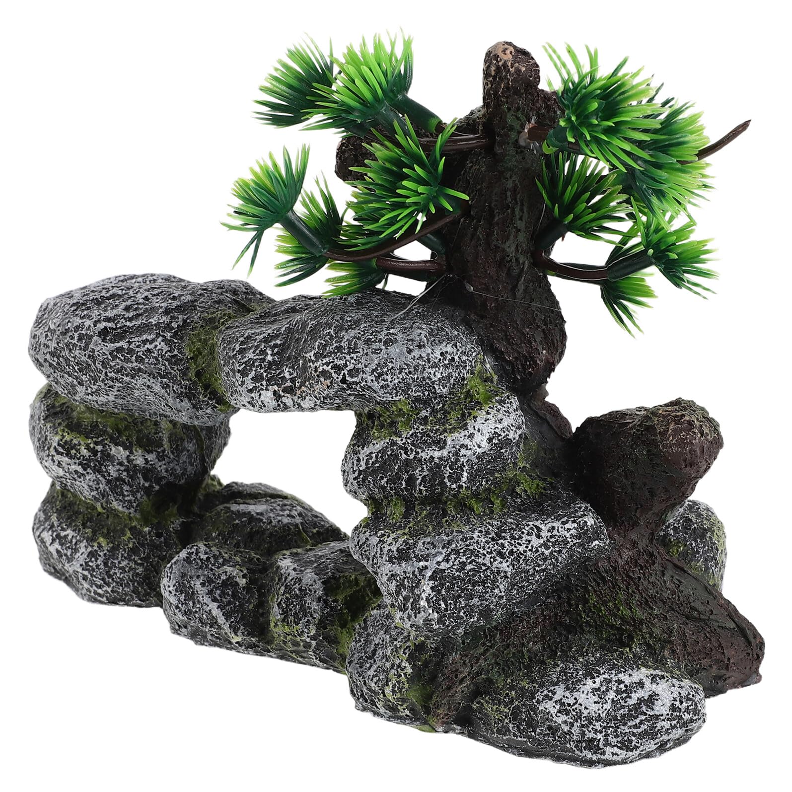 Cachette naturelle pour poissons en fausse pierre et arbre décoratif aquarium