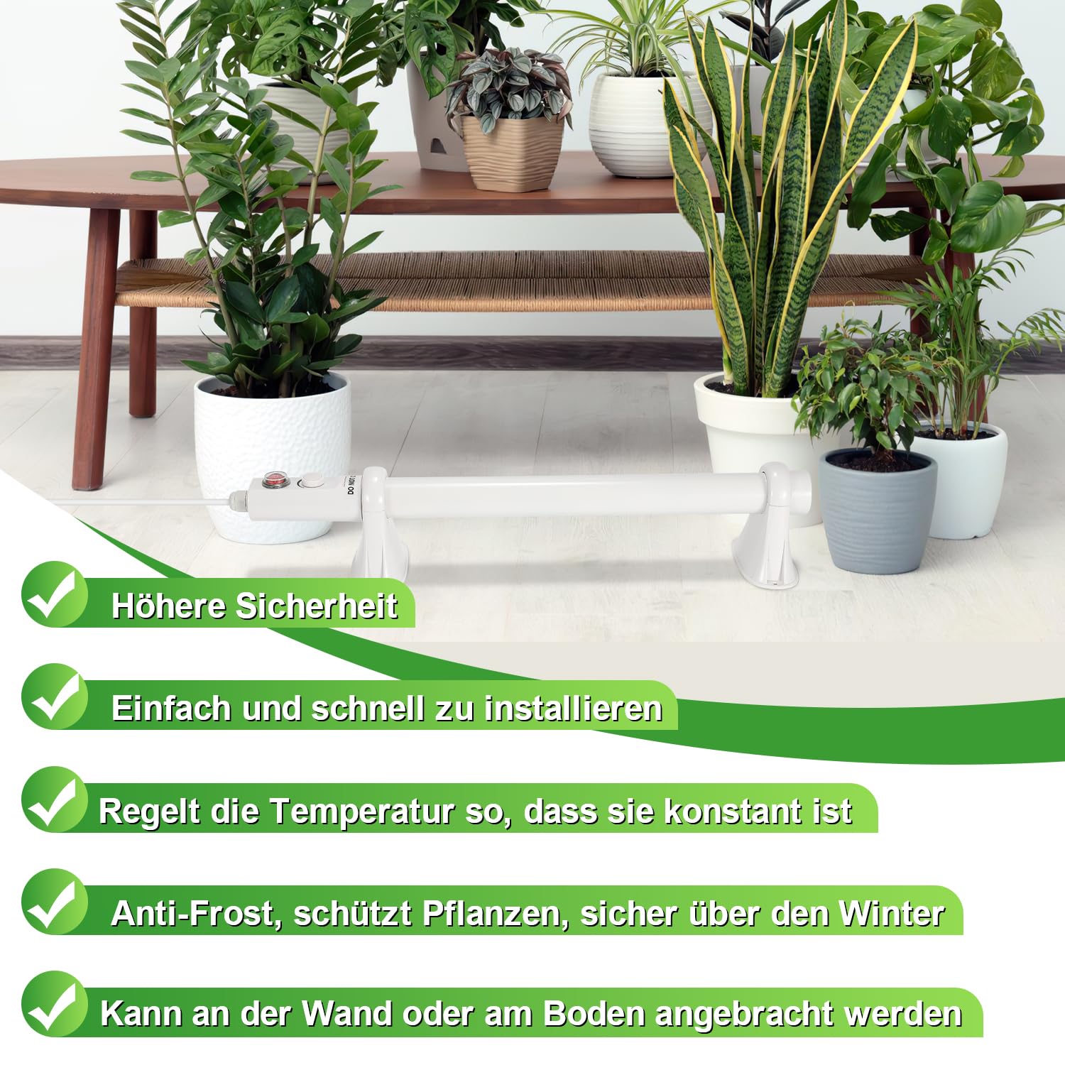 Eulenke Chauffe Serre Électrique 55 W Thermostat Surveillance Gel IP44 Zone Chauffage 3 m²