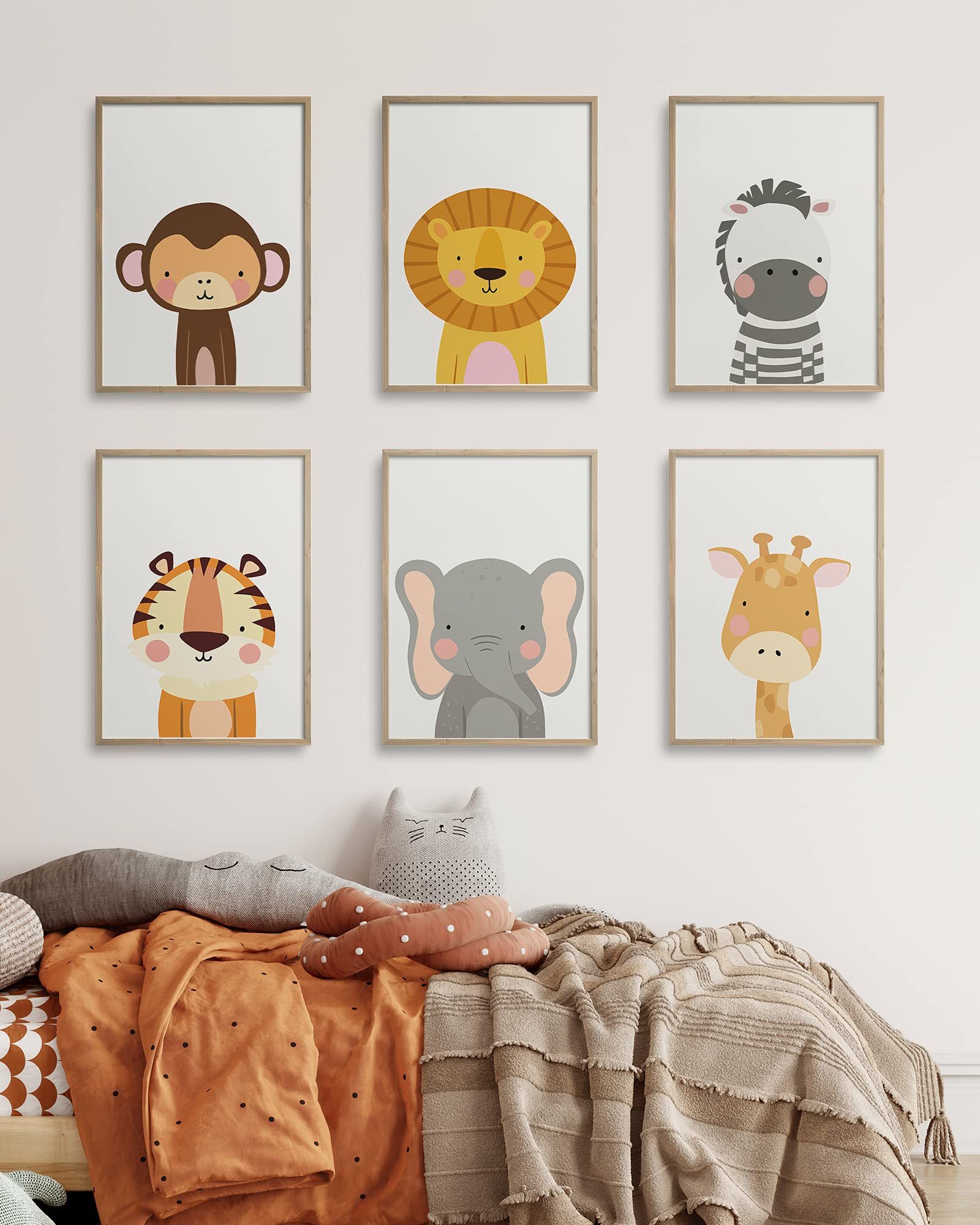 Hambient Laminas Decorativas Infantiles para Cuadros Habitacion Bebe, Niño, Niña - Decoracion Pared Dormitorio Juvenil - 6 Posters 30x40 cm SIN Marco (Animales Safari Africa)
