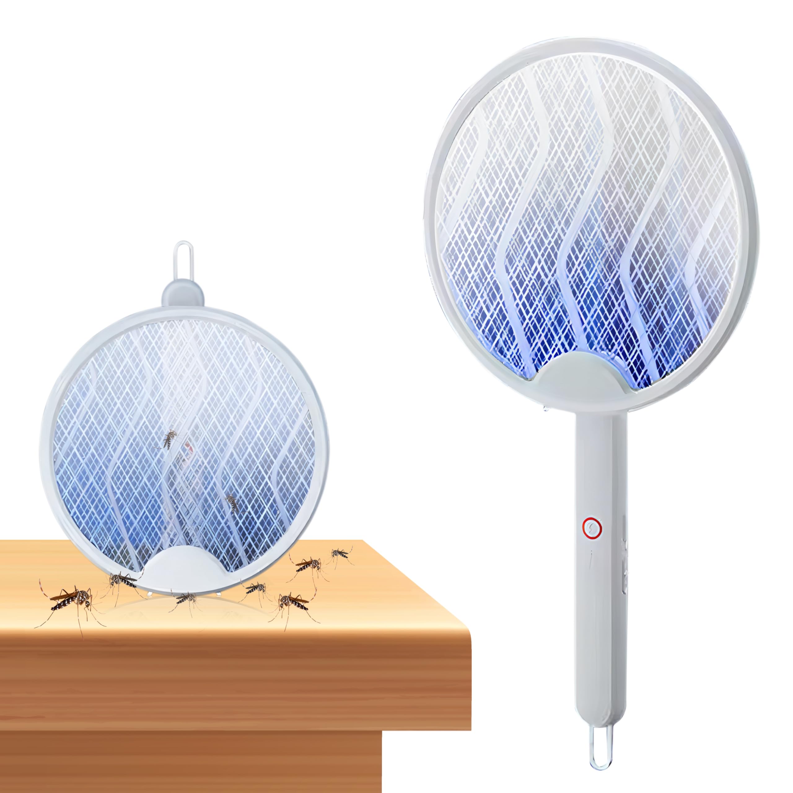 Electric Fly Swatter Indoor, Retractable Bug Zapper Racket Powerful Mosquitoes Trap, USB Rechargeable Fly Killer, Pest Control for Home, Bedroom, Kitchen, Patio,Indoor Outdoor (White-Pack of 1)