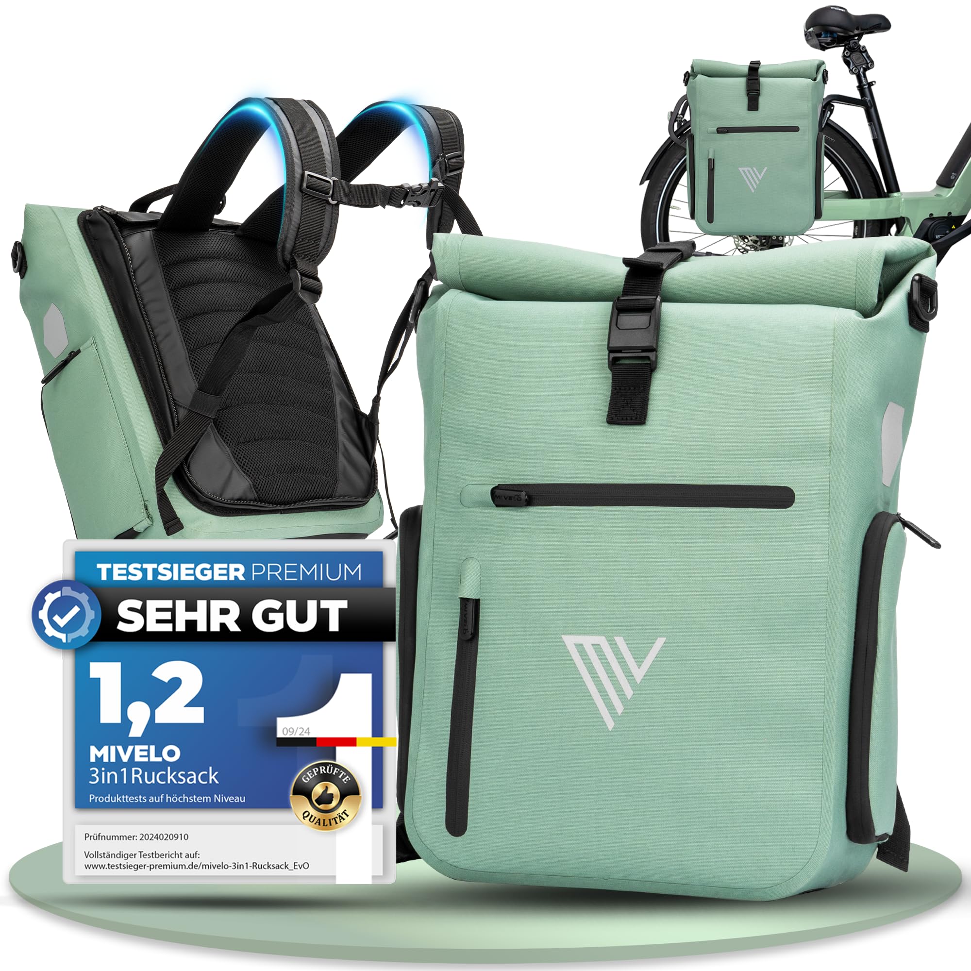 MIVELO 3-in-1 fietstas voor bagagedrager, rugzak en bagagedragertas