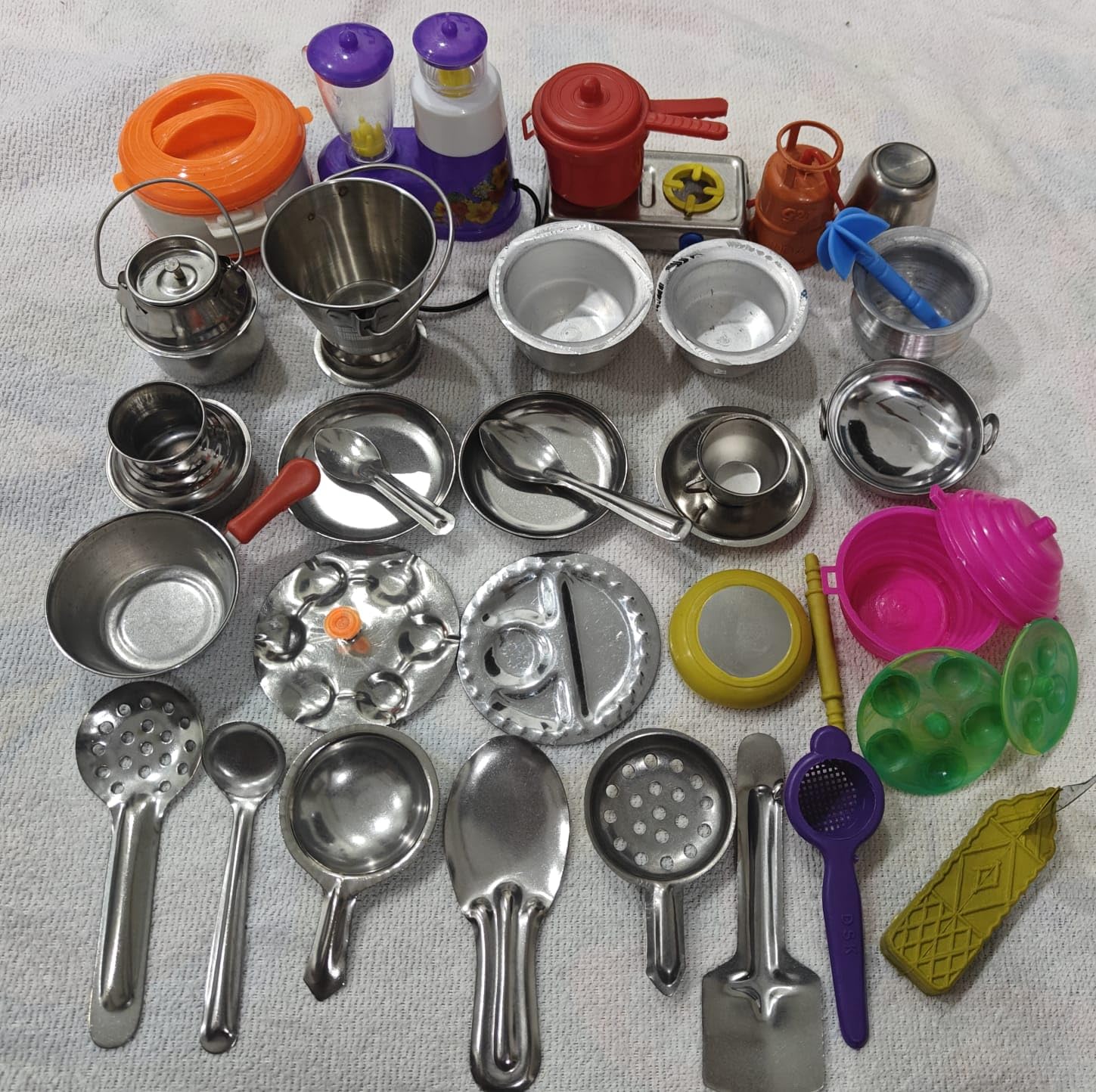 Steel Kitchen Set Toys for Kids, Role Playing Kitchen Set of Stainless Steel with mini Chakla Belan Set, Master Chef Role Playing Kitchen Set Master Chef for Kids -32