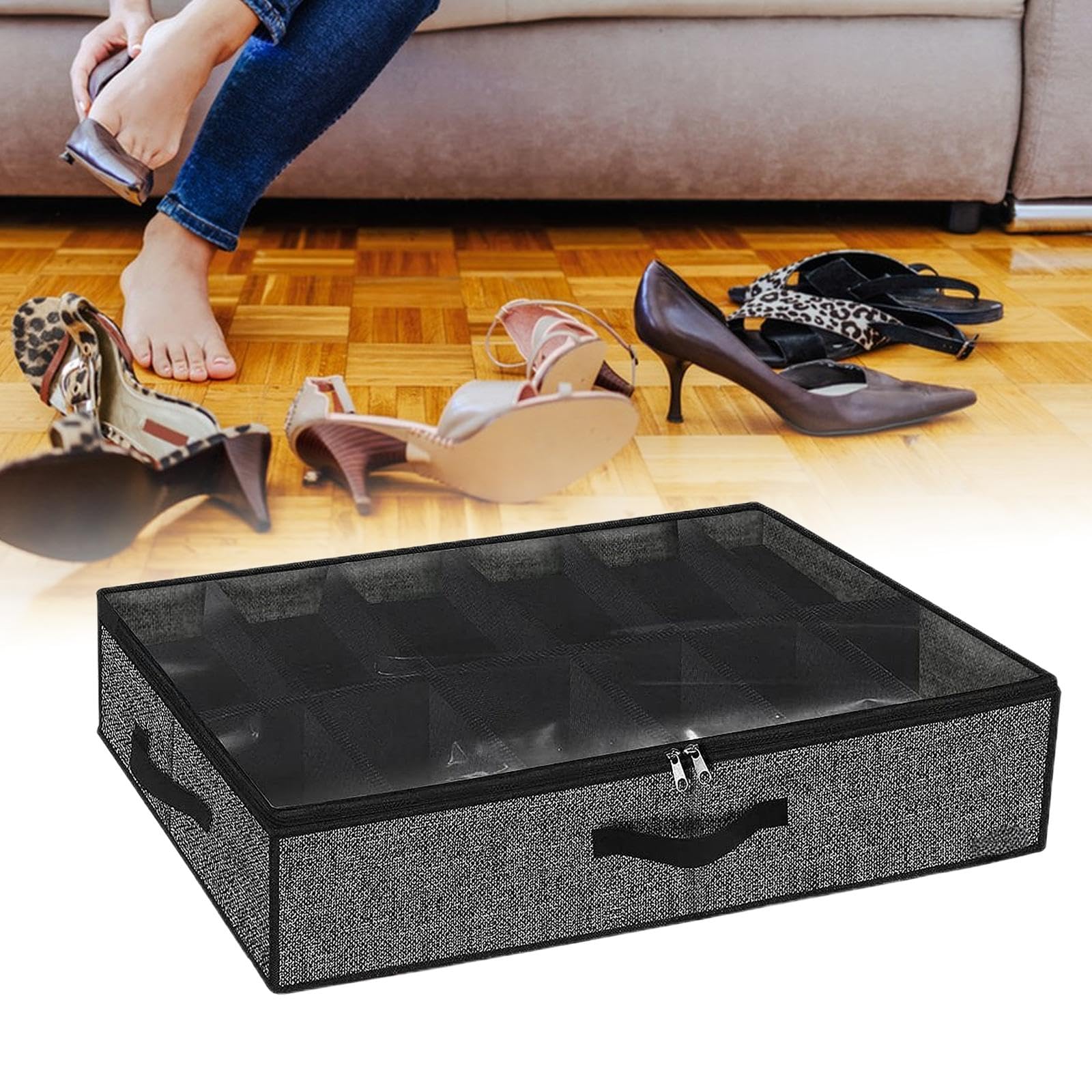 F Fityle Organizador de Zapatos Debajo de la Cama, Caja contenedora para Zapatos, Bolsa de Almacenamiento de Zapatos a Prueba de Polvo para Adultos, Caja de