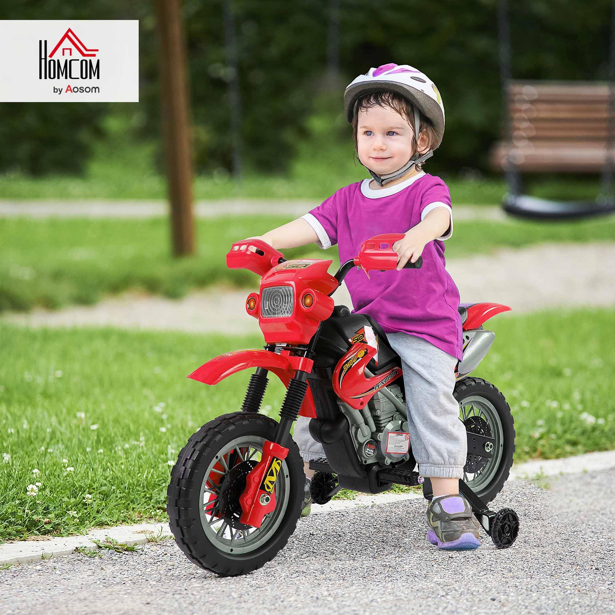 HOMCOM Moto Electrica Infantil 6V Recargable Niños 3+ Años 102x53x66 cm Rojo