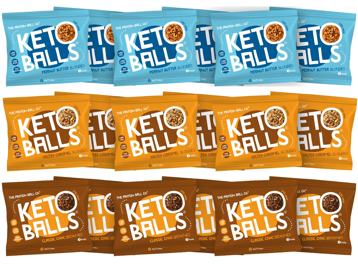 The Protein Ball Co Low Sugar Bundle Protein Balls - Healthy Snacks Variety Box, Gluten-Free - No Added Sugar, Box of 20 Bags