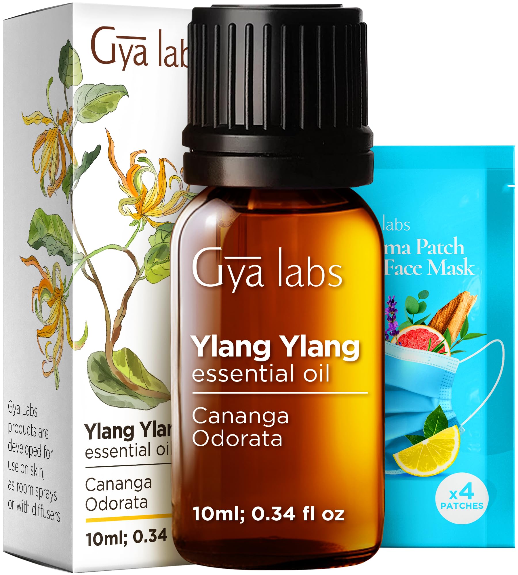 Gya Labs Ylang-Ylang Essential Oil for Skin - 100% Pure Natural Ylang Ylang Oil for Diffuser, Hair Health, Face, Aromatherapy & Candle Making Scent (10ml)