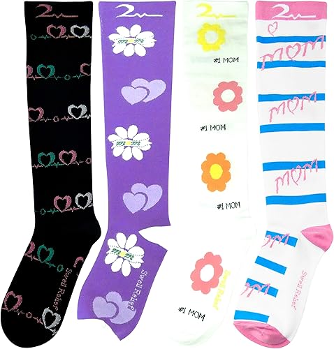 Miniatura 4 de 4 pares de calcetines de compresión graduados pequeños y medianos, de calidad premium, de colores de calidad superior, 15 a 20 mmHg. enfermeras,